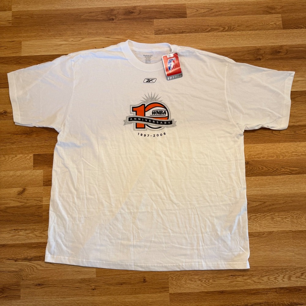 Reebok WNBA 10th Anniversary 1997–2006 T-Shirt‎ XL White NWT Vintage Basketball